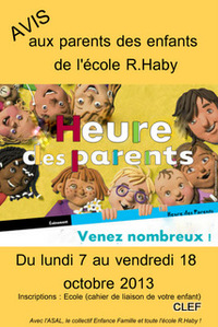 'L'heure des parents' va sonner! -- 30/09/13